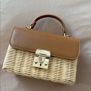 Brown and Cream Woven Handbag
